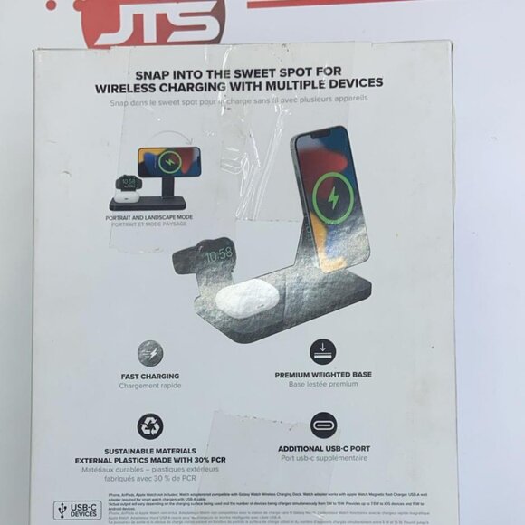 Snap 3-in-1 Wireless Charger Stand – Fast Charging Dock for iPhone/Watch/AirPods - Picture 2 of 2